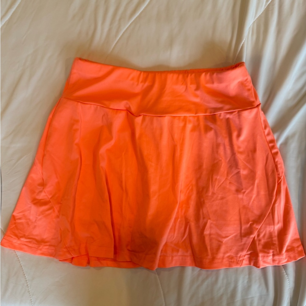 SIZE SMALL - Orange athletic Skirt with spandex underneath
